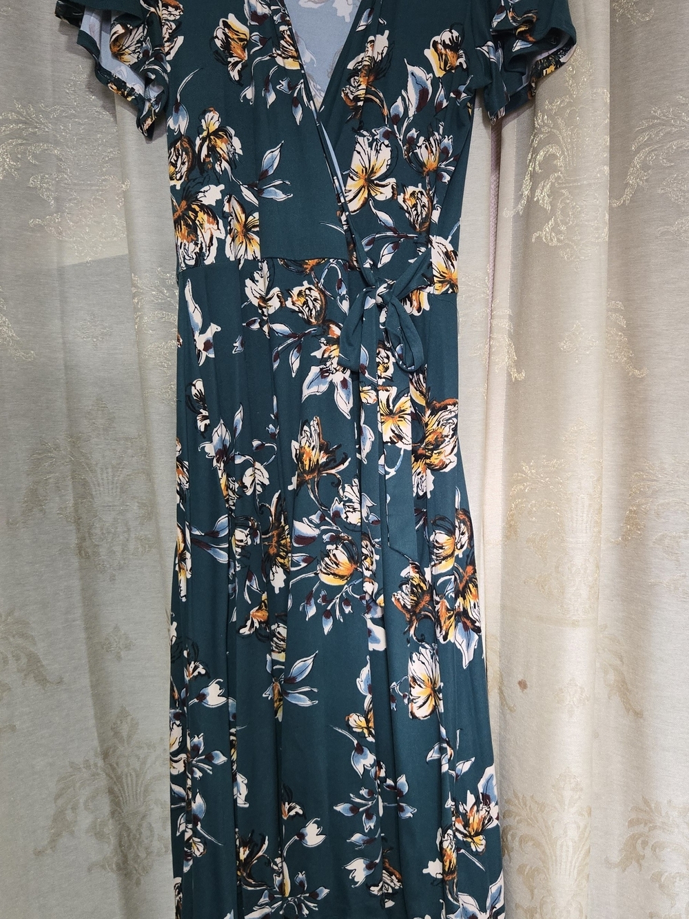 Floral Wrap Maxi Dress in Teal